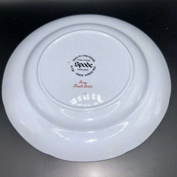 VINTAGE Discontinued Spode Trade Winds Red 6” Bread Plate Gold Rim - Picture 4 of 5